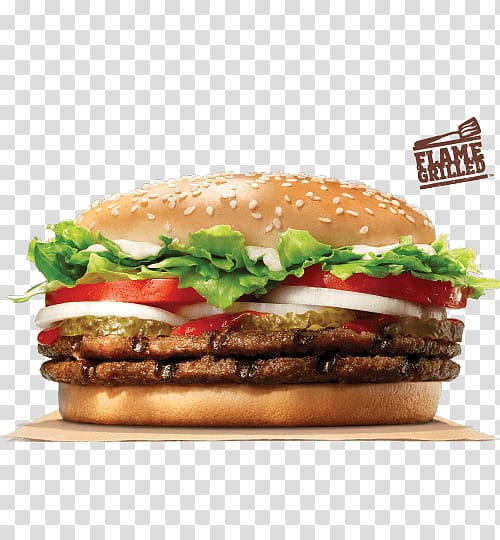 Whopper Hamburger Big King Cheeseburger Fast food, burger king transparent background PNG clipart