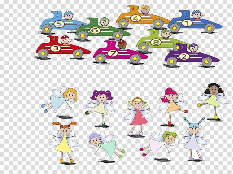 Drawing illustration , Car and fairy transparent background PNG clipart