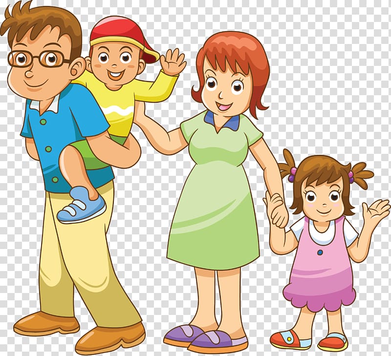 Family Cartoon Drawing, Family transparent background PNG clipart