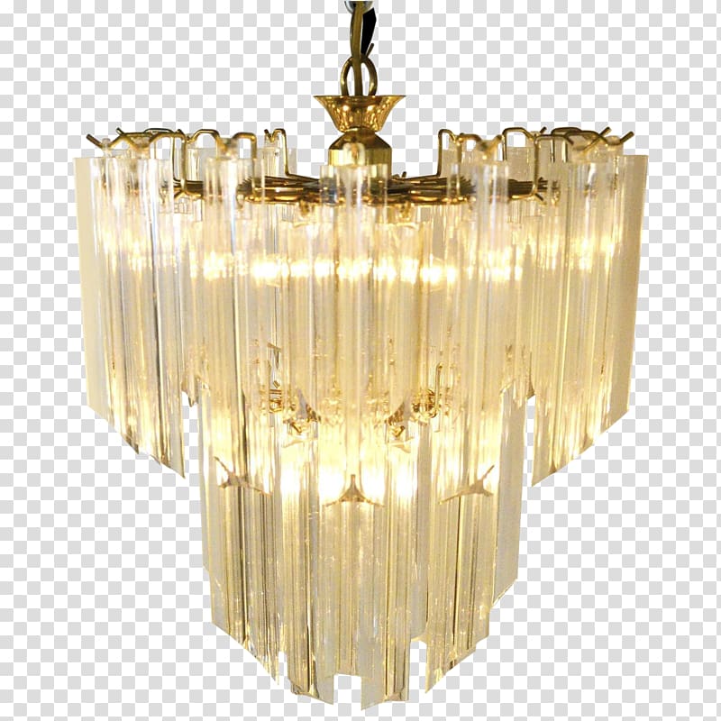 Chandelier Glass Brass Mid-century modern Ceiling, glass transparent background PNG clipart