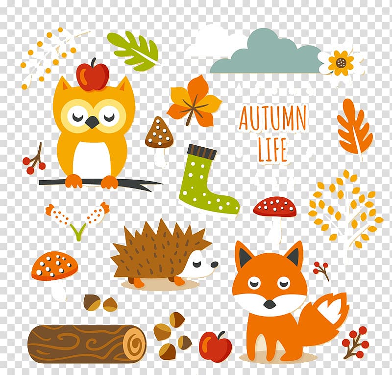 Autumn Cuteness , 20 paragraph autumn forest elements stickers material transparent background PNG clipart