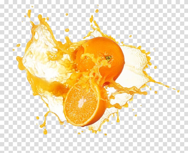 slice orange fruit, Orange juice Punch , Oranges and orange juice splash collision transparent background PNG clipart