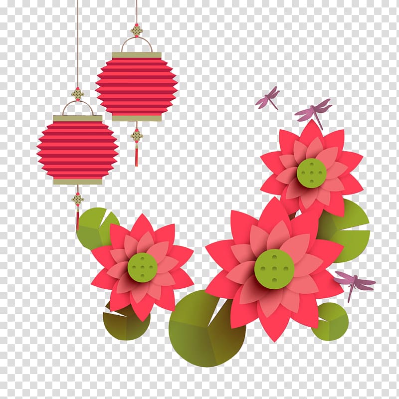 Budaya Tionghoa Mid-Autumn Festival Chinese New Year, Lotus lotus lanterns transparent background PNG clipart