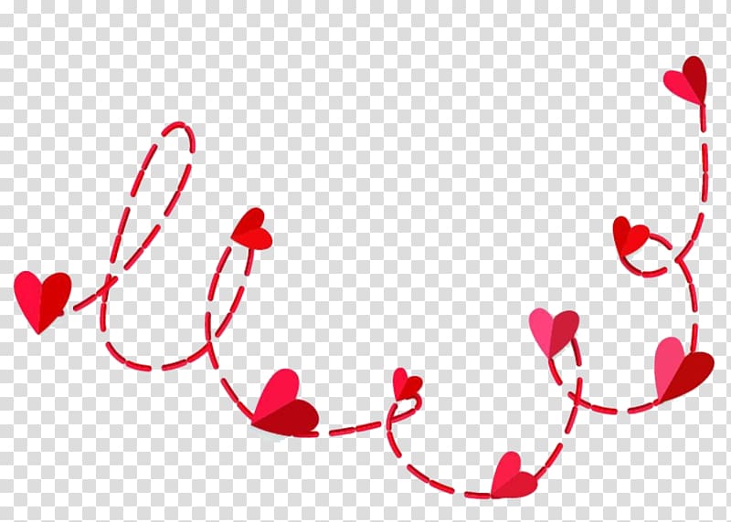 red hearts illustration, Red heart-shaped dashed line transparent background PNG clipart