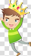 little boy wearing a crown transparent background PNG clipart