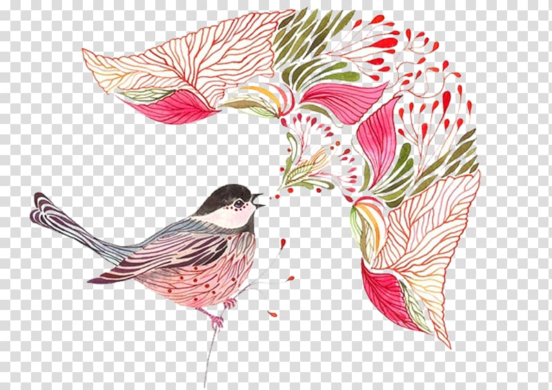 Bird Drawing Animal Watercolor painting Illustration, Color fairy tale transparent background PNG clipart