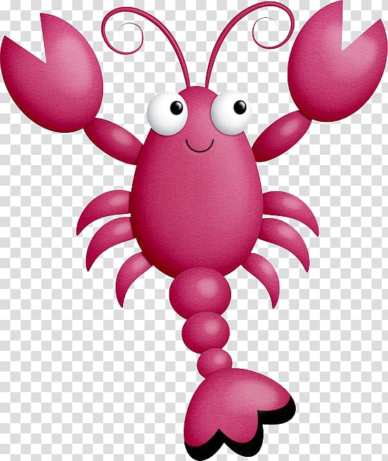 Lobster Seafood , Cartoon lovely pink lobster transparent background PNG clipart