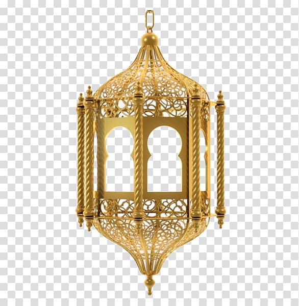 brass-colored candle lantern illustration, Ramadan Lamp Gold transparent background PNG clipart