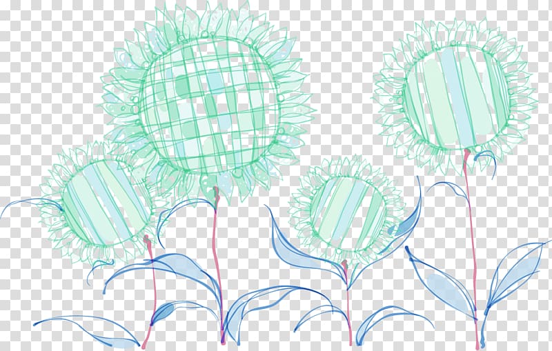 Common sunflower Illustration, Green Fresh Sunflower Decorative Patterns transparent background PNG clipart