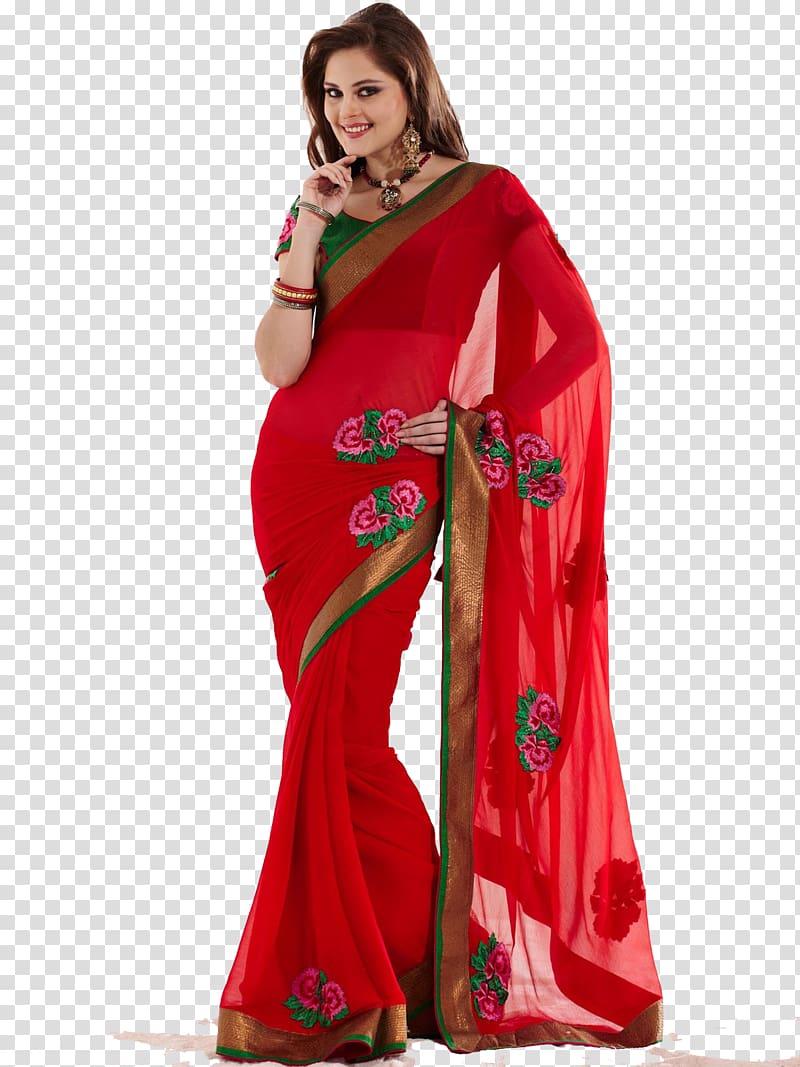 women's red and pink floral sari dress, Ludhiana Chandni Chowk Mohan Saree Centre Wedding sari, bollywood transparent background PNG clipart