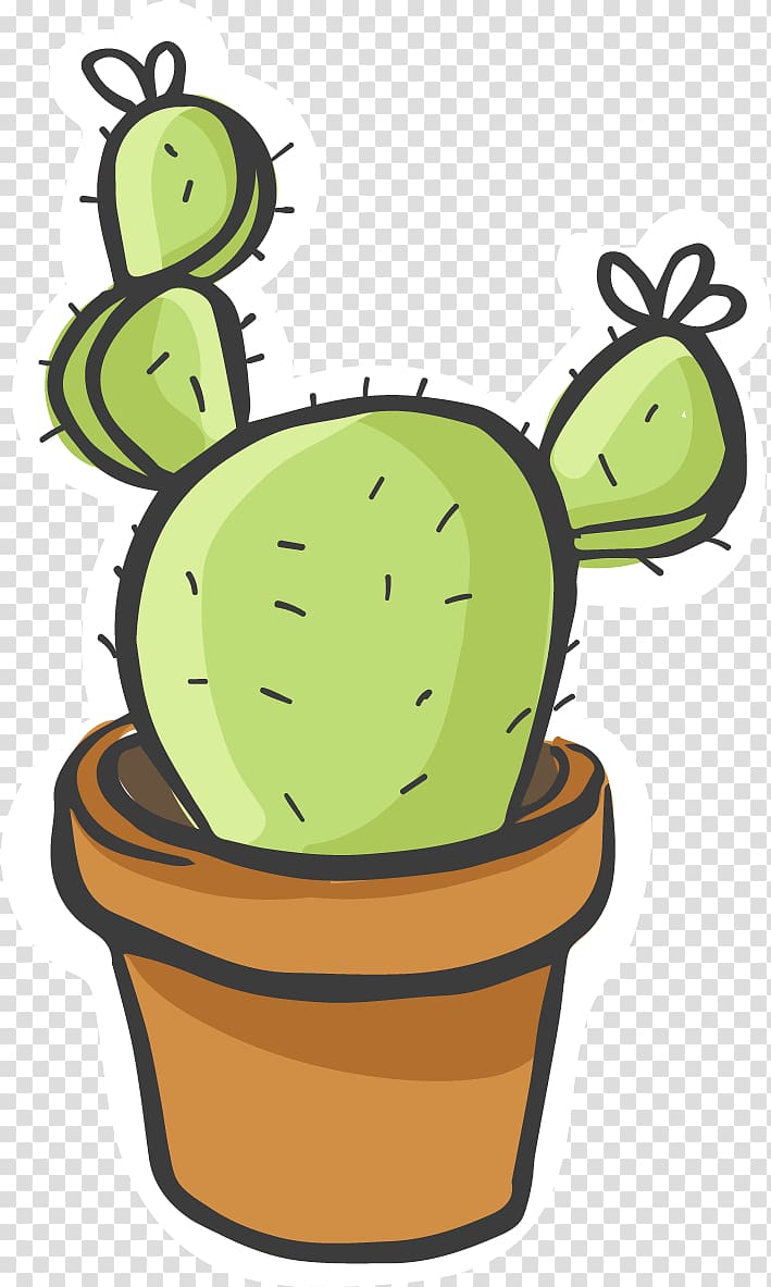 green cactus illustration, Cactaceae Succulent plant Icon, Hand-painted decorative cactus transparent background PNG clipart