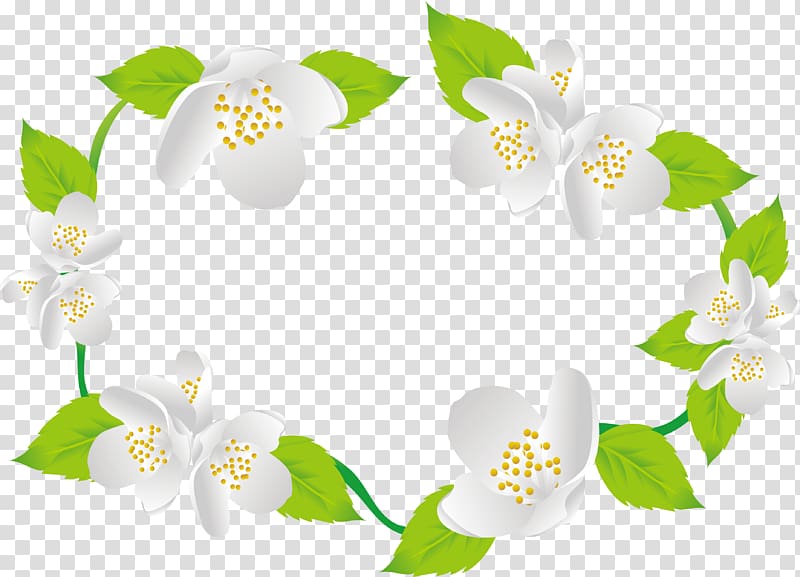 white flower wreath , Arabian jasmine Flower Euclidean , Exquisite Jasmine border transparent background PNG clipart