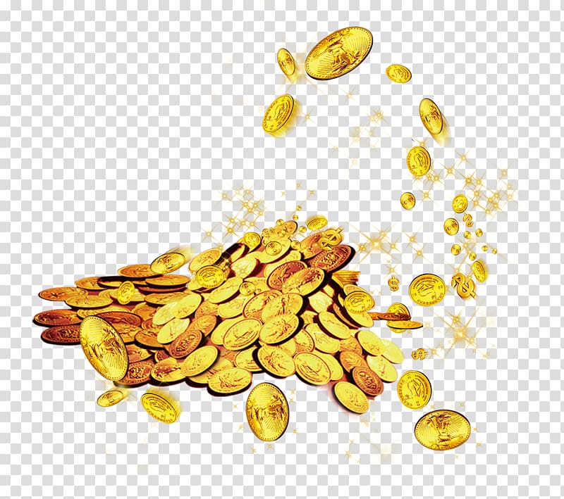 gold-colored coin lot, Gold coin , Gold Coins Starlight Floating material transparent background PNG clipart