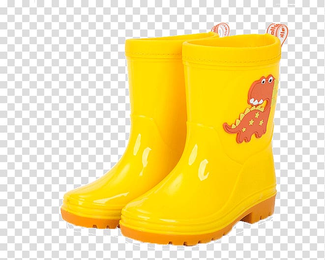 Yellow Wellington boot Shoe Child, Children\'s rain boots kind transparent background PNG clipart
