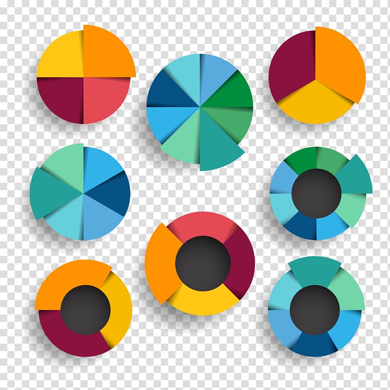 round blue and multicolored charts art, Graphic design Pie chart, PPT Pie Chart transparent background PNG clipart
