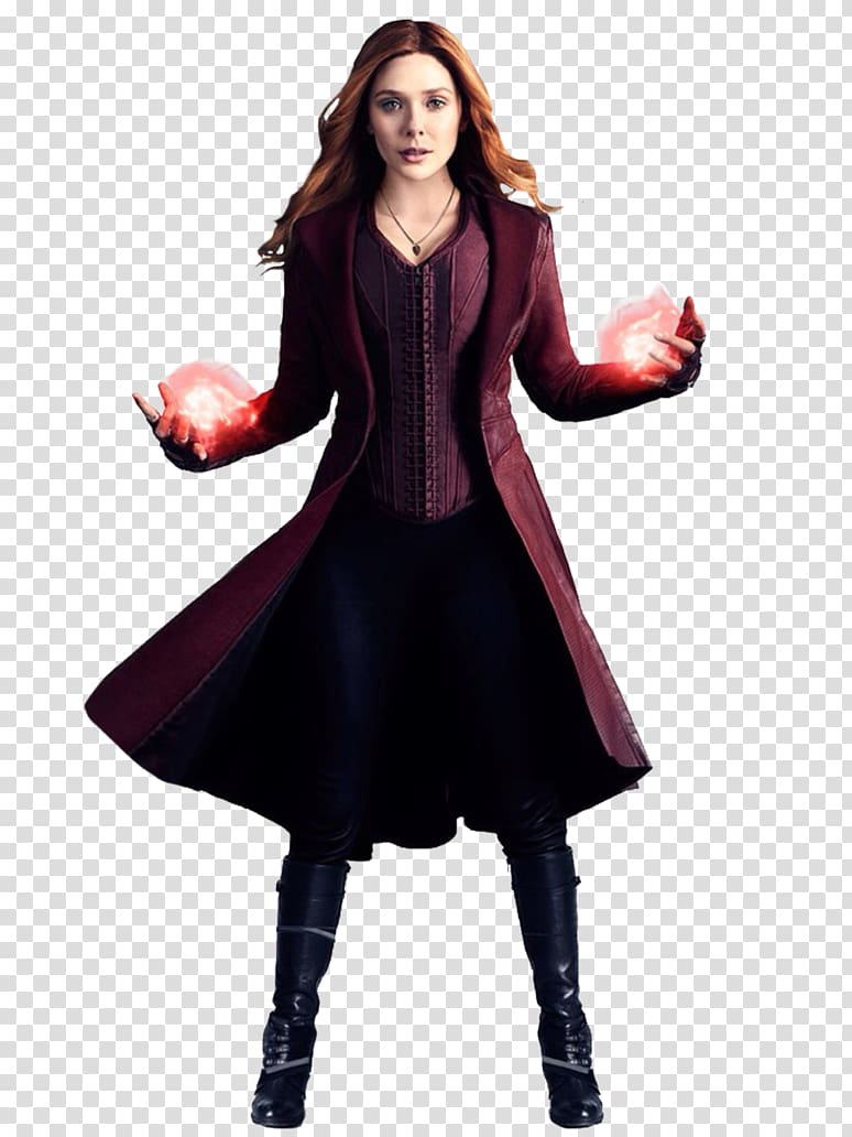 woman with flames on hands, Wanda Maximoff Quicksilver Captain America Vision Marvel Cinematic Universe, Scarlet Witch transparent background PNG clipart