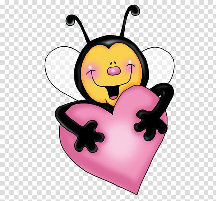 Love Hearts Bee Cartoon , bee transparent background PNG clipart