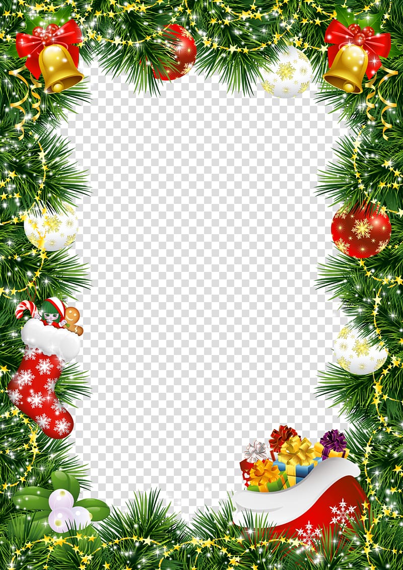 Santa Claus Christmas decoration frame Christmas tree, Christmas decoration transparent background PNG clipart
