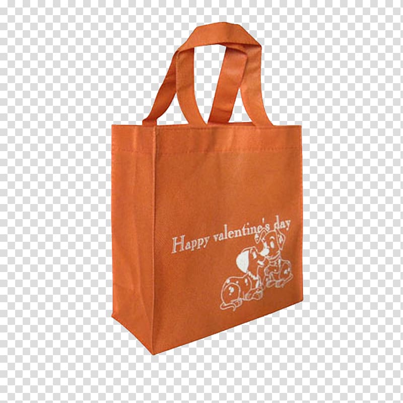 Plastic bag Paper Reusable shopping bag Nonwoven fabric, Orange non-woven shopping bags transparent background PNG clipart