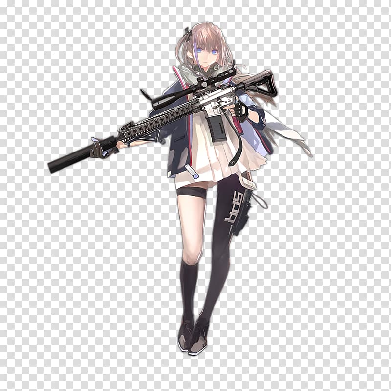Girls\' Frontline AR-15 style rifle ArmaLite AR-15 Firearm, girl transparent background PNG clipart
