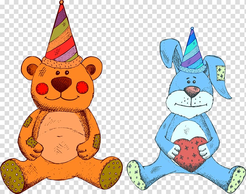 Teddy bear Doll, cartoon animals bear bunny doll transparent background PNG clipart