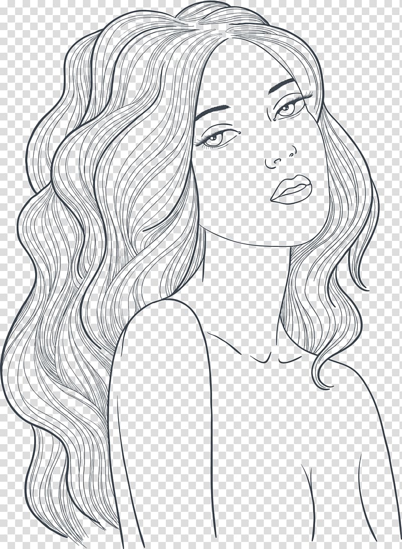 Drawing Hairstyle Girls Hair Line Transparent Background