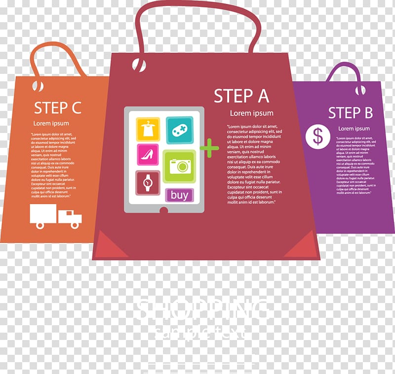 Infographic Shopping bag Information, colored shopping bags transparent background PNG clipart