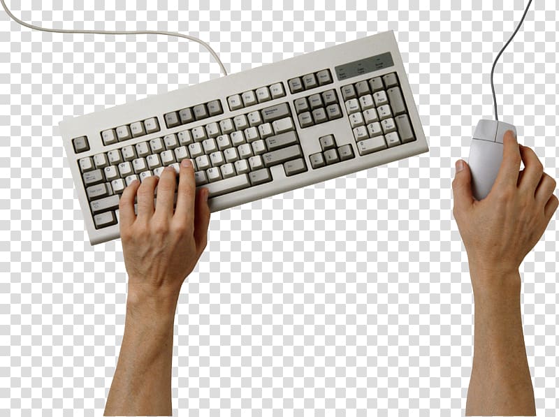 Computer keyboard , Hands on keyboard transparent background PNG clipart