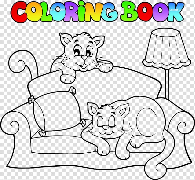 Cat Couch Coloring book , Illustrator of children transparent background PNG clipart