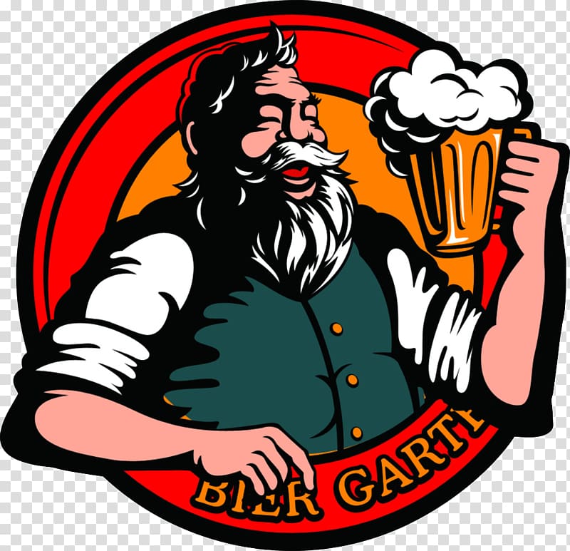 Bier Garte logo, The old man drinks beer illustrations transparent background PNG clipart
