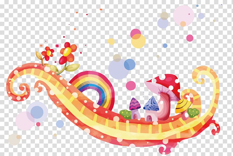 red mushroom illustration, Rainbow Microsoft PowerPoint Child , Children Wind Rainbow Bridge transparent background PNG clipart