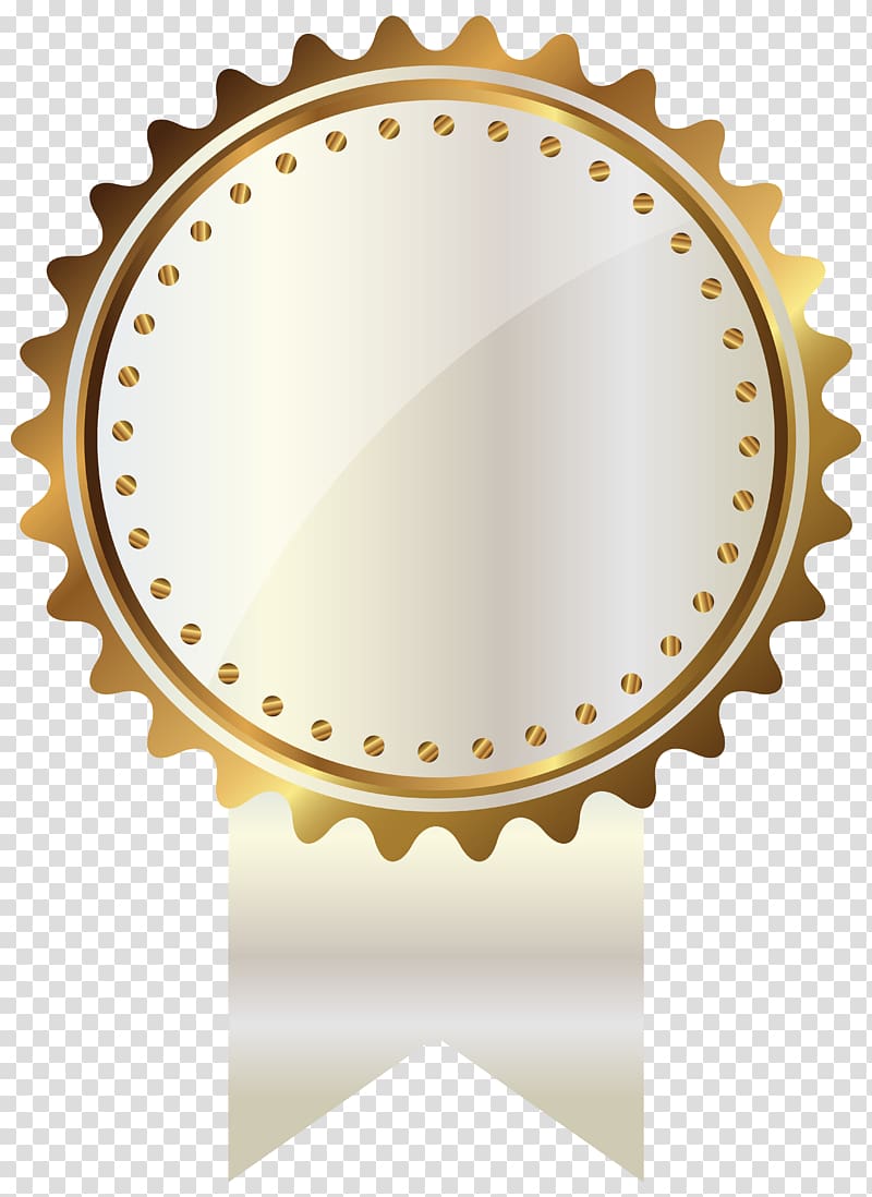 gold medal illustration, Gold , White and Gold Seal with Ribbon transparent background PNG clipart