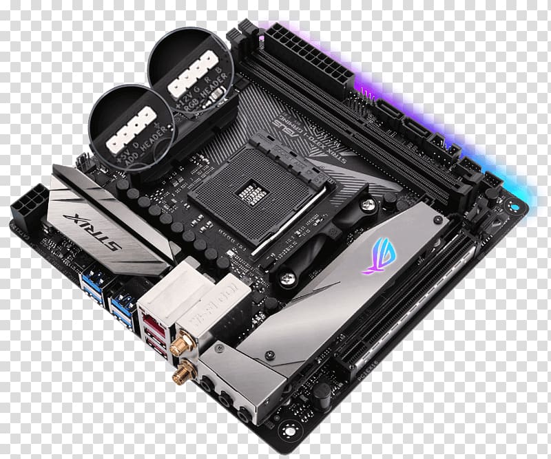 Socket AM4 Mini-ITX Motherboard Republic of Gamers ASUS, dazzling aura transparent background PNG clipart