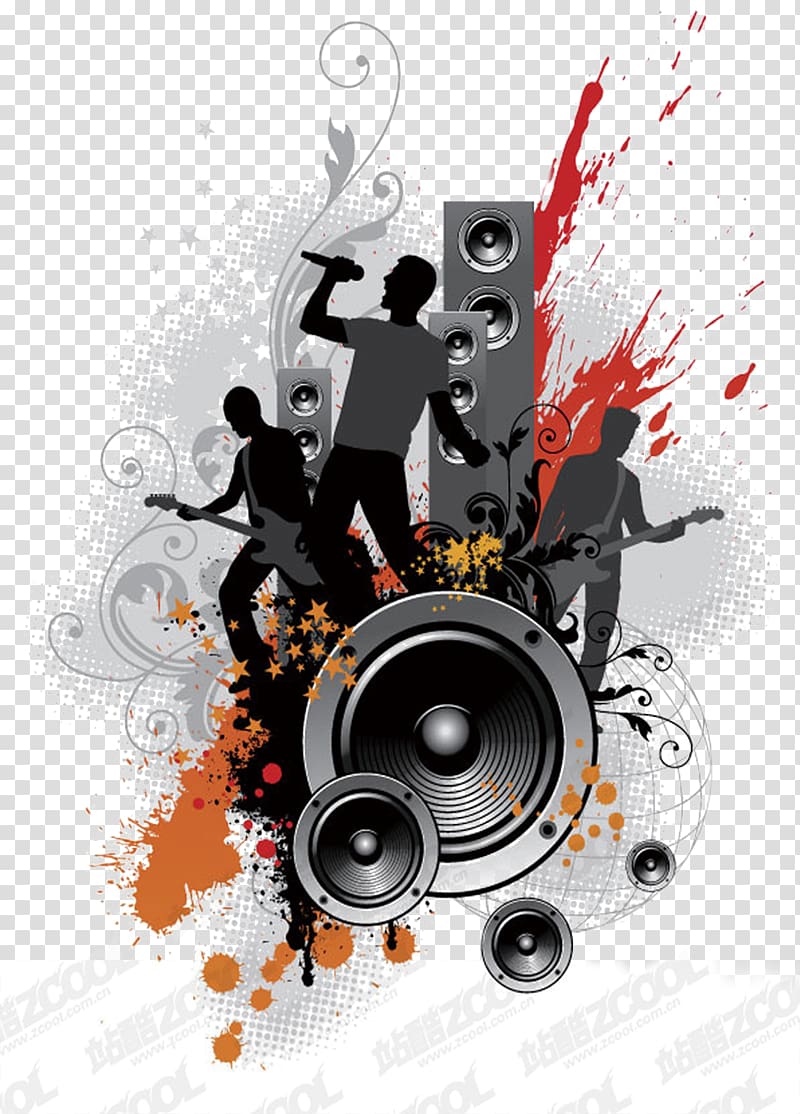 Music speakers background album cover poster Vector Image