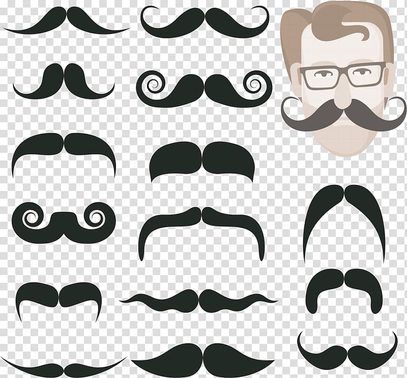 assorted mustache lot , Beard Moustache Illustration, Various shapes beard transparent background PNG clipart