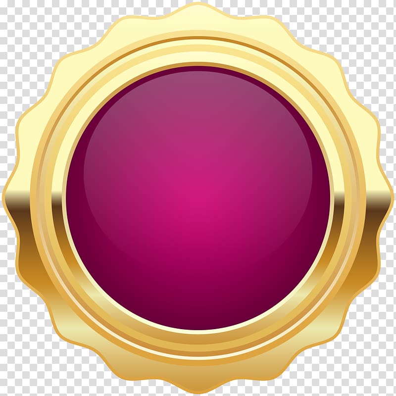 scalloped edge round gold-colored frame art, Gold Purple, Seal Badge Purple Gold transparent background PNG clipart