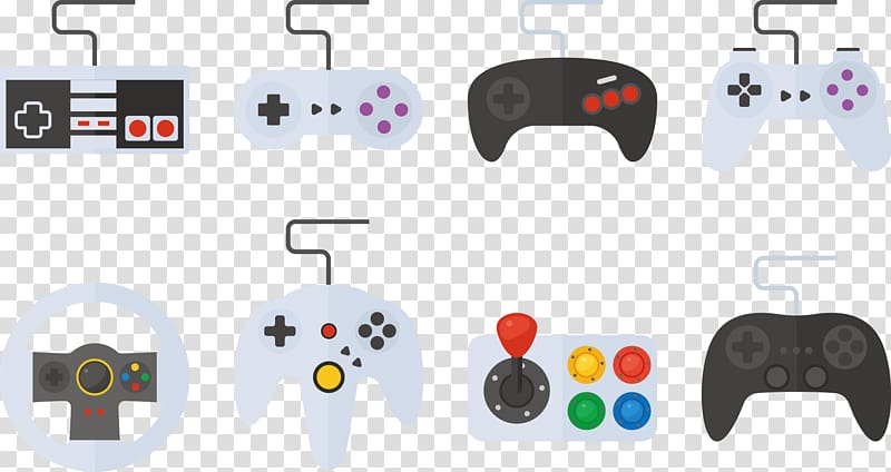 eight assorted-color console controllers graphic, Video game console Gamepad Joystick, gamepad transparent background PNG clipart