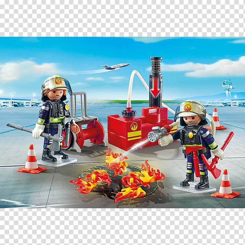 Firefighting Playmobil Pump Toy Firefighter, toy transparent background PNG clipart