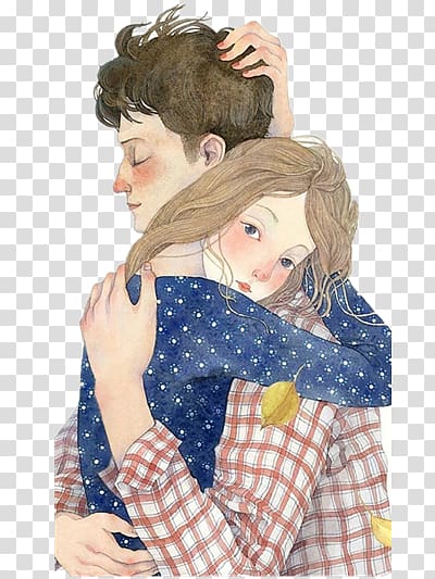 couple portrait, Watercolor painting Illustrator Creative work Illustration, Love between men and women transparent background PNG clipart