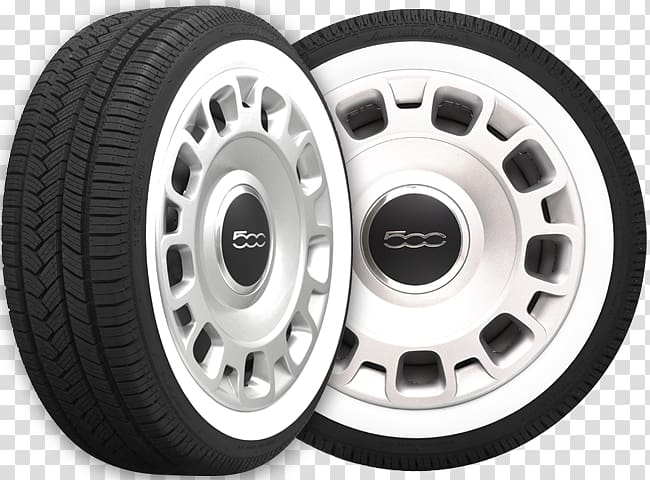 Hubcap Fiat 500 Car Tire, Whitewall Tire transparent background PNG clipart