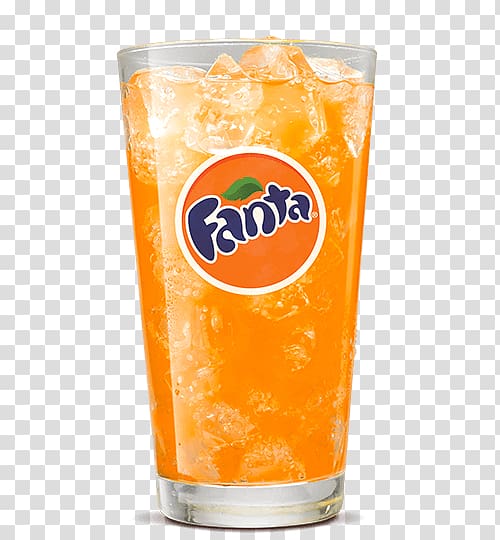 clear drinking glass Fanta cup with orange liquid, Fanta Orange In A Glass transparent background PNG clipart