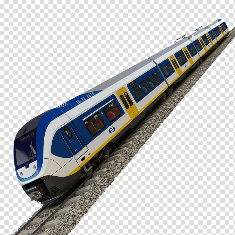 NS Sprinter Lighttrain Autodesk 3ds Max High-speed rail TurboSquid, Blue and yellow high-speed train transparent background PNG clipart
