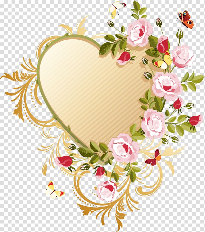 Rose Heart Flower, coeur transparent background PNG clipart