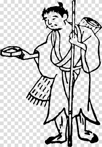 Edo period 秽多 Hinin Begging, Japanese man transparent background PNG clipart