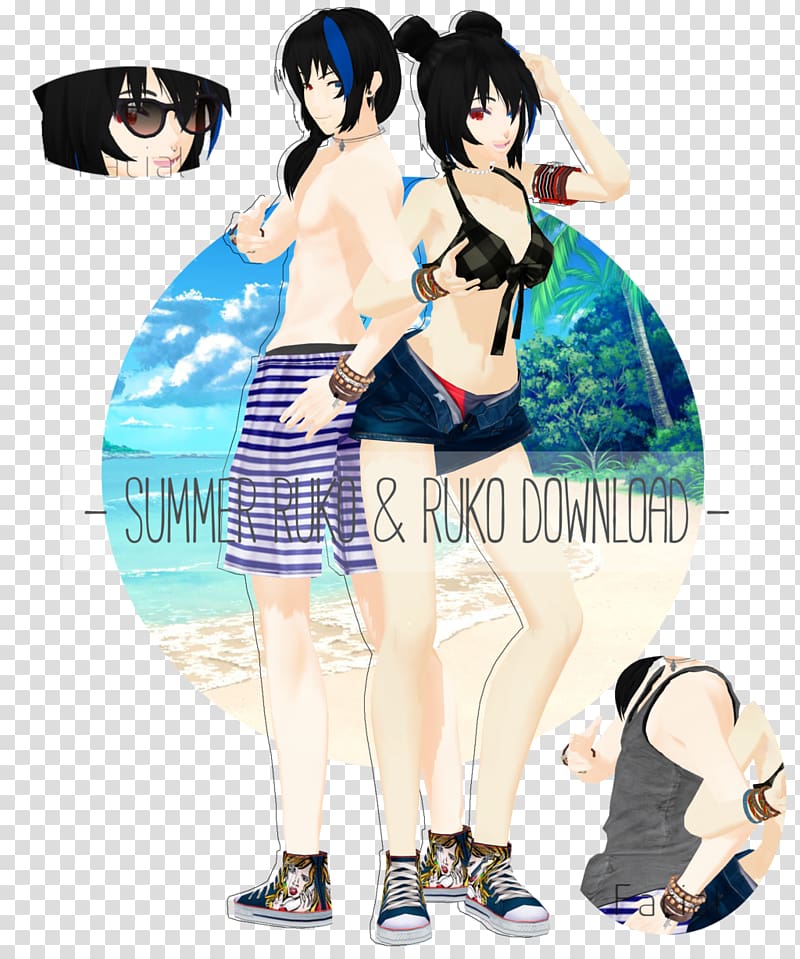 MikuMikuDance Utau Model Vocaloid Video, androgynous models transparent background PNG clipart