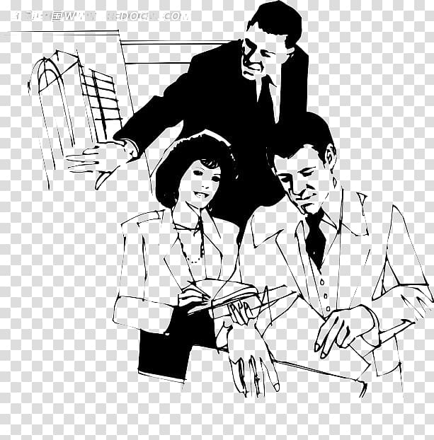 Cartoon Drawing Pencil, Business lines of men and women transparent background PNG clipart