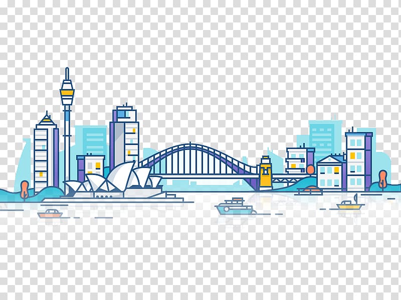 Sydney Australia , City of Sydney Architecture Dribbble Illustration, Hand-painted Sydney city transparent background PNG clipart