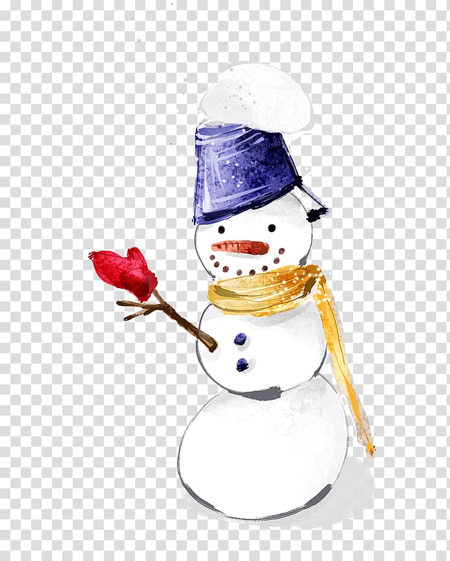 Snowman Drawing, Lovely hand-painted snowman transparent background PNG clipart