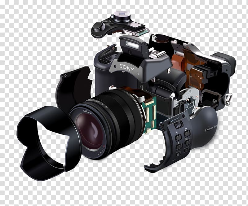 Single-lens reflex camera Service Canon, Exploded view camera transparent background PNG clipart