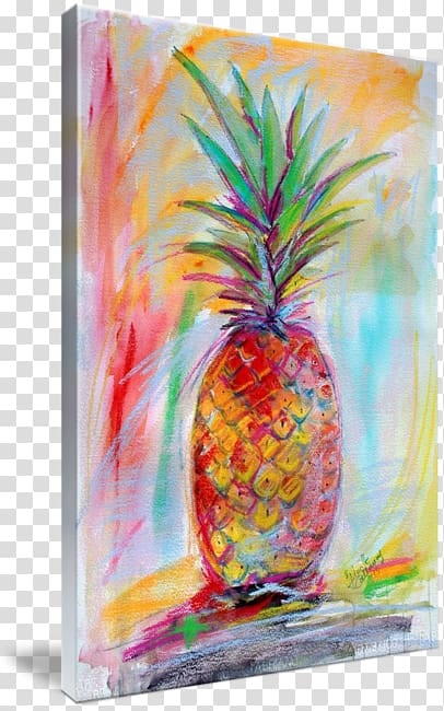 Pineapple Acrylic paint Upside-down cake Painting Canvas, painted pineapple transparent background PNG clipart